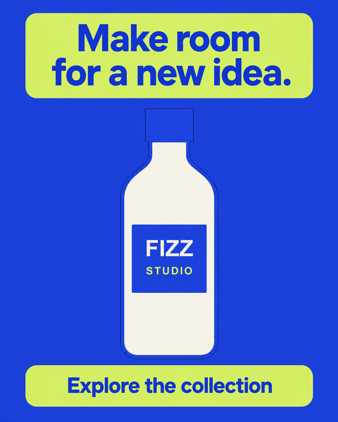 Generated portrait advertisement with the full bottle, headline and collection call to action.